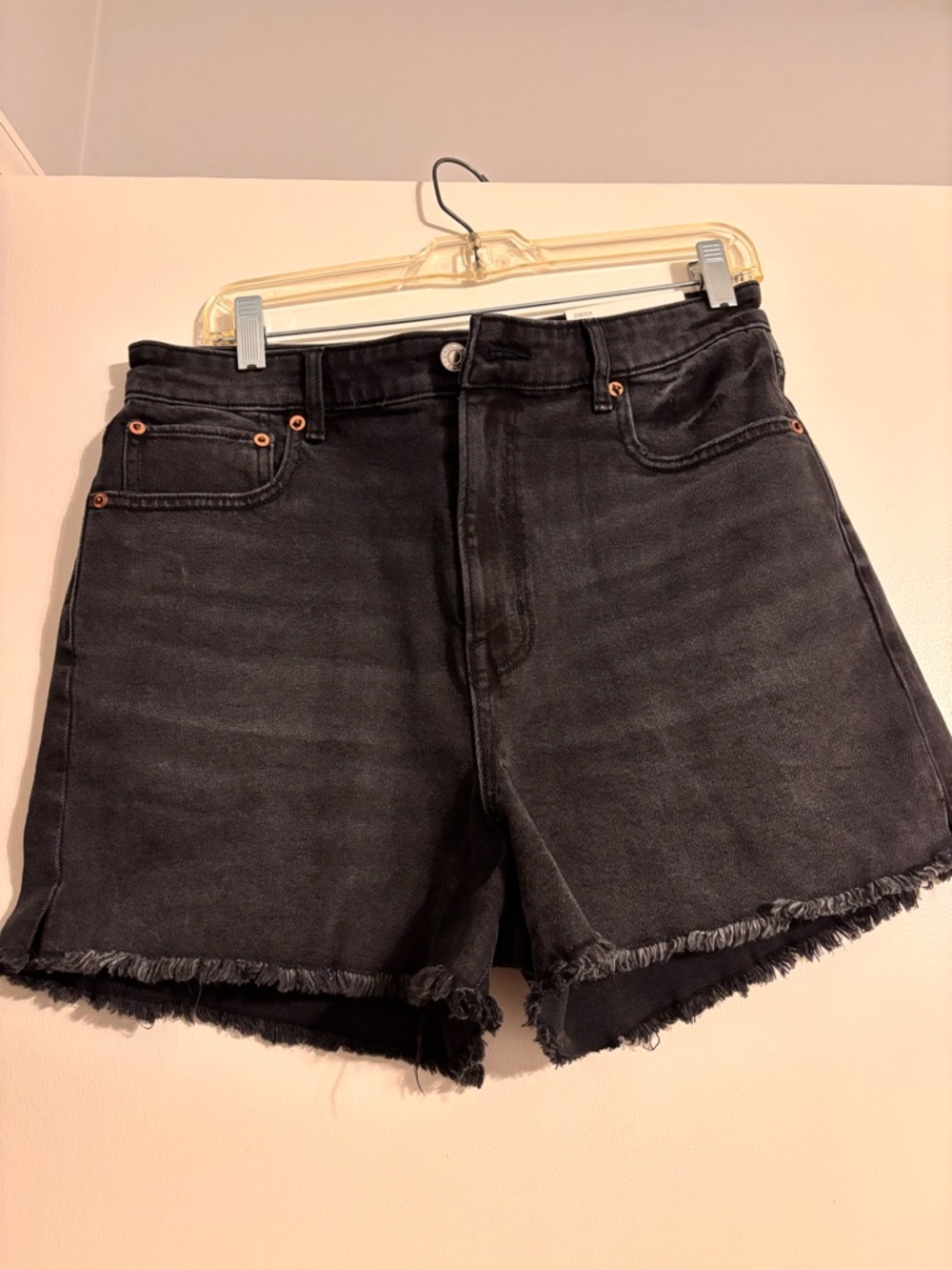 American Eagle Outfitters Black Frayed Hem High-Rise Denim Shorts